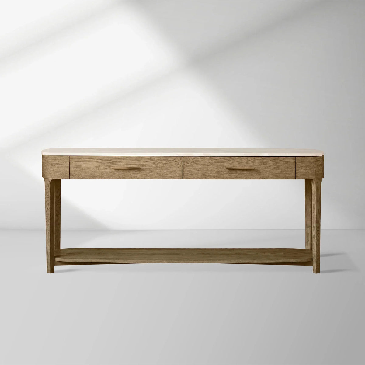 Danny Marble Top Entryway Console Table Wtih Storage Drawers Oak Wood Hallway Entrance Table