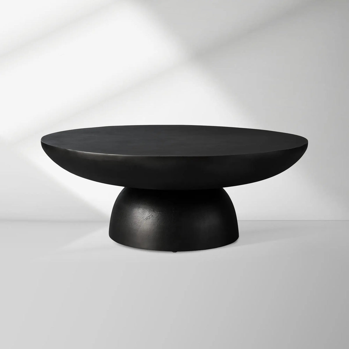 Kyoto Round Coffee Table Nickel-Plated Cast Aluminum Cocktail Table Living Room Metal Center Tea Table