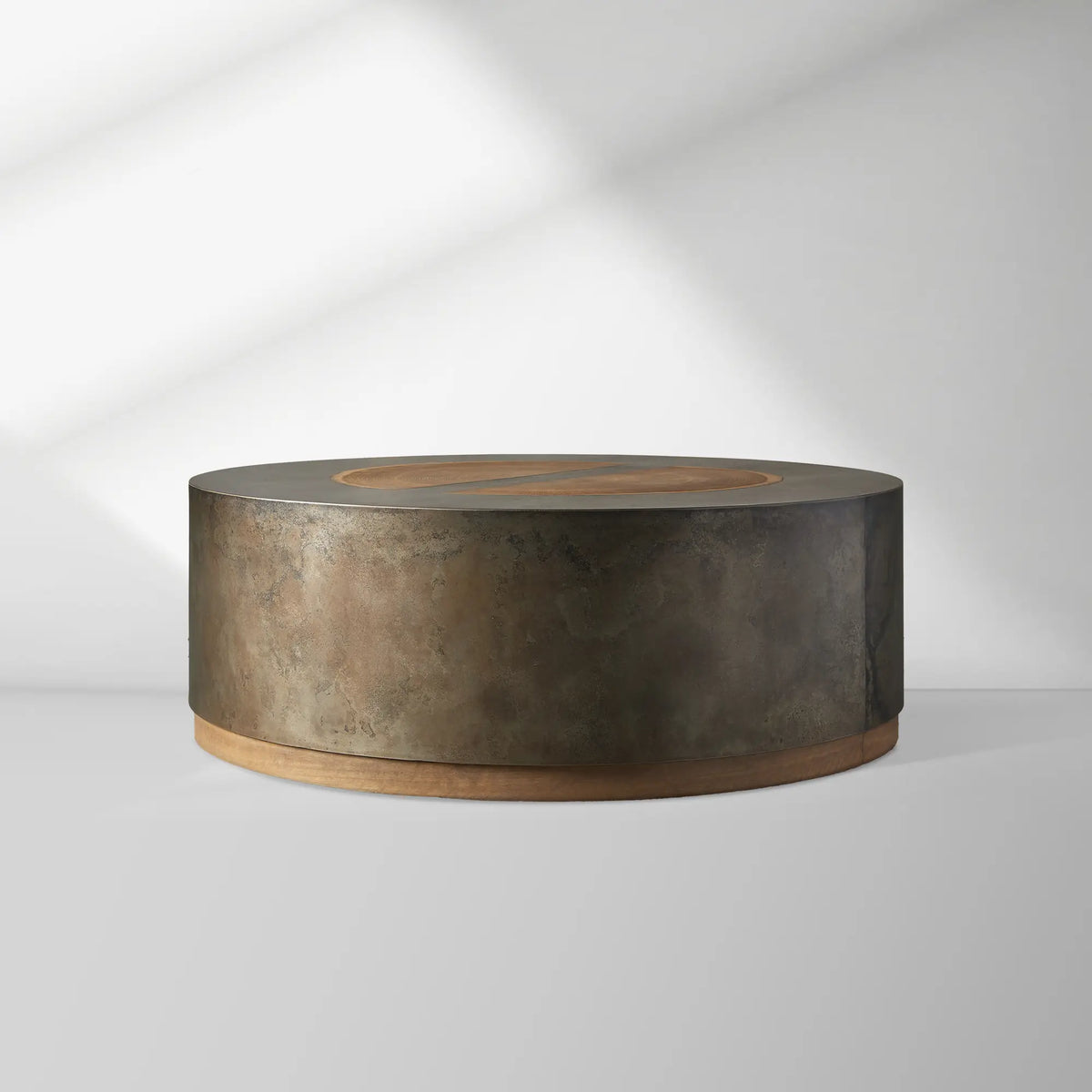 Acacius Round Coffee Table Yukas Wood Cocktail Table Sofa Industrial Center Tea Table
