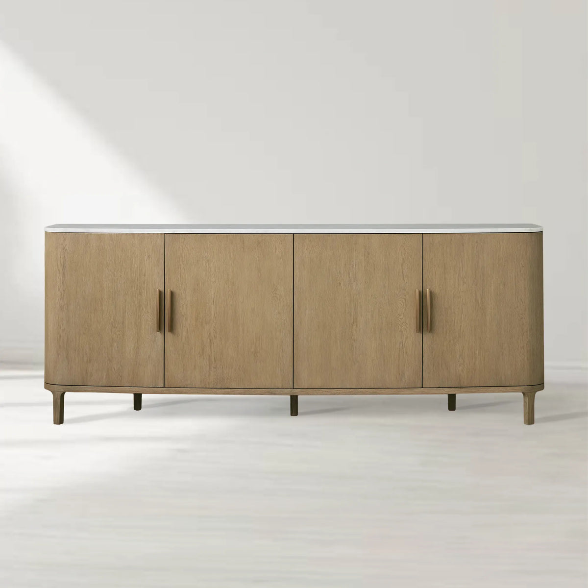 Danny Marble Top Sideboard Oak Wood Buffet Buffet Table Cabinet Country Entryways TV Cabinet
