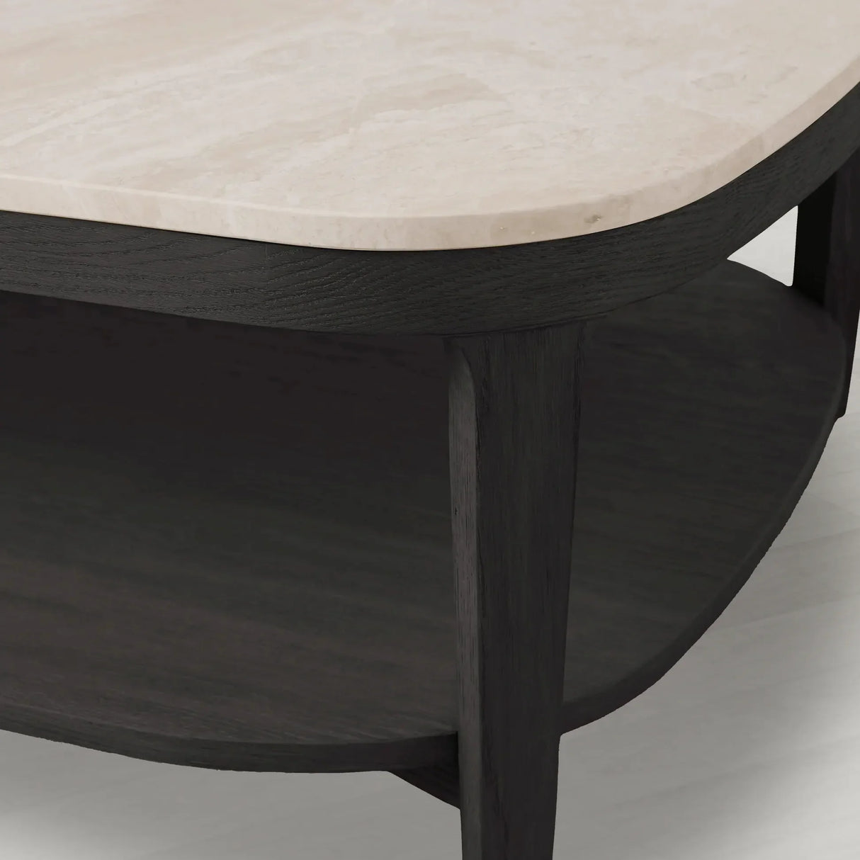 Danny Marble Top Coffee Table Oak Wood Cocktail Table Living Room Rectangle Center Tea Table