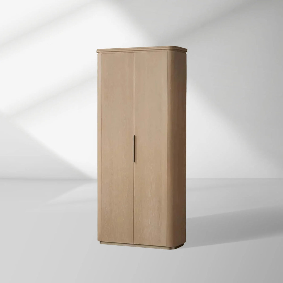 Caden Wood Door Tall Storage Cabinet Walnut Curio Display Cabinet dining Entryway China Cabinet