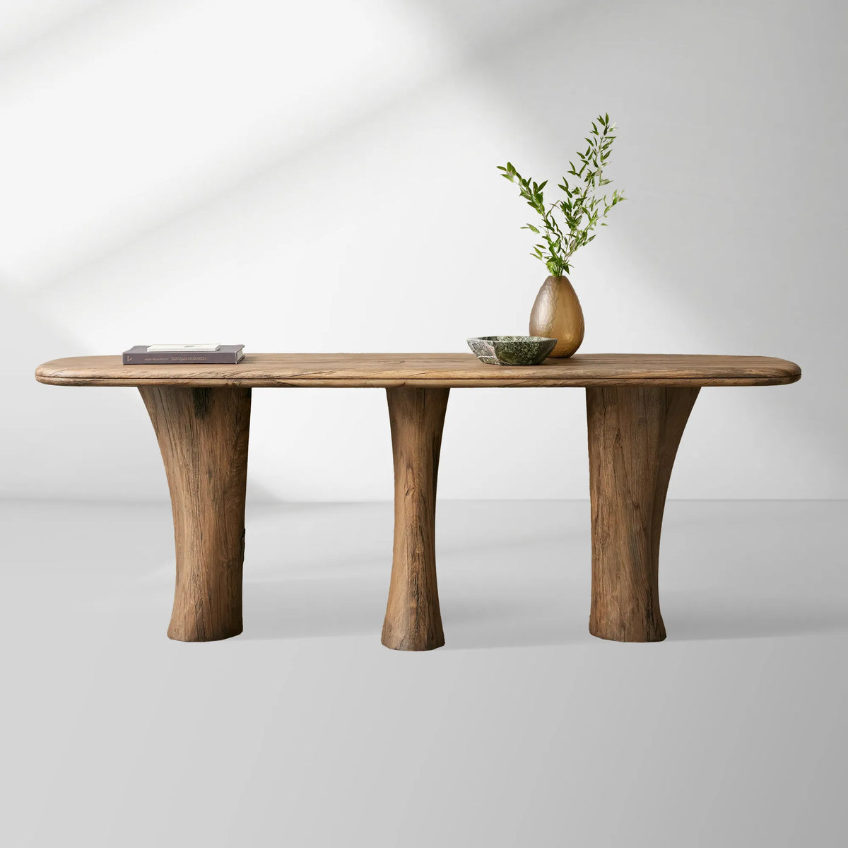 Soumaya Primavera Top Entryway Console Table Mahogany Legs Wood Hallway Entrance Table