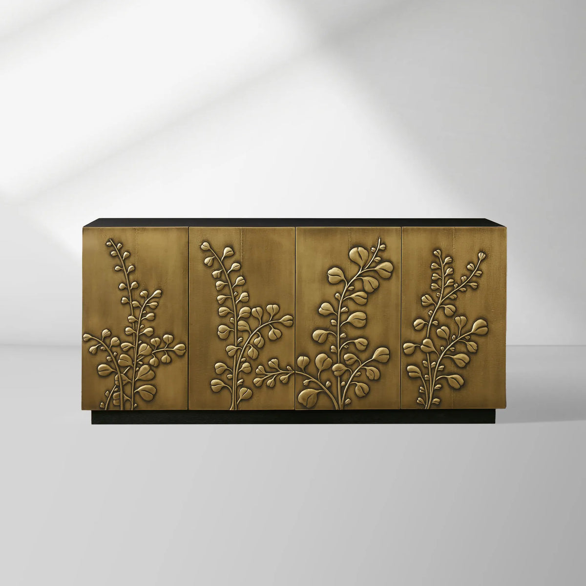 Etasha Wood Sideboard with Brass Panels Media Console TV Cabinet luxury Dining Entryway Buffet Table