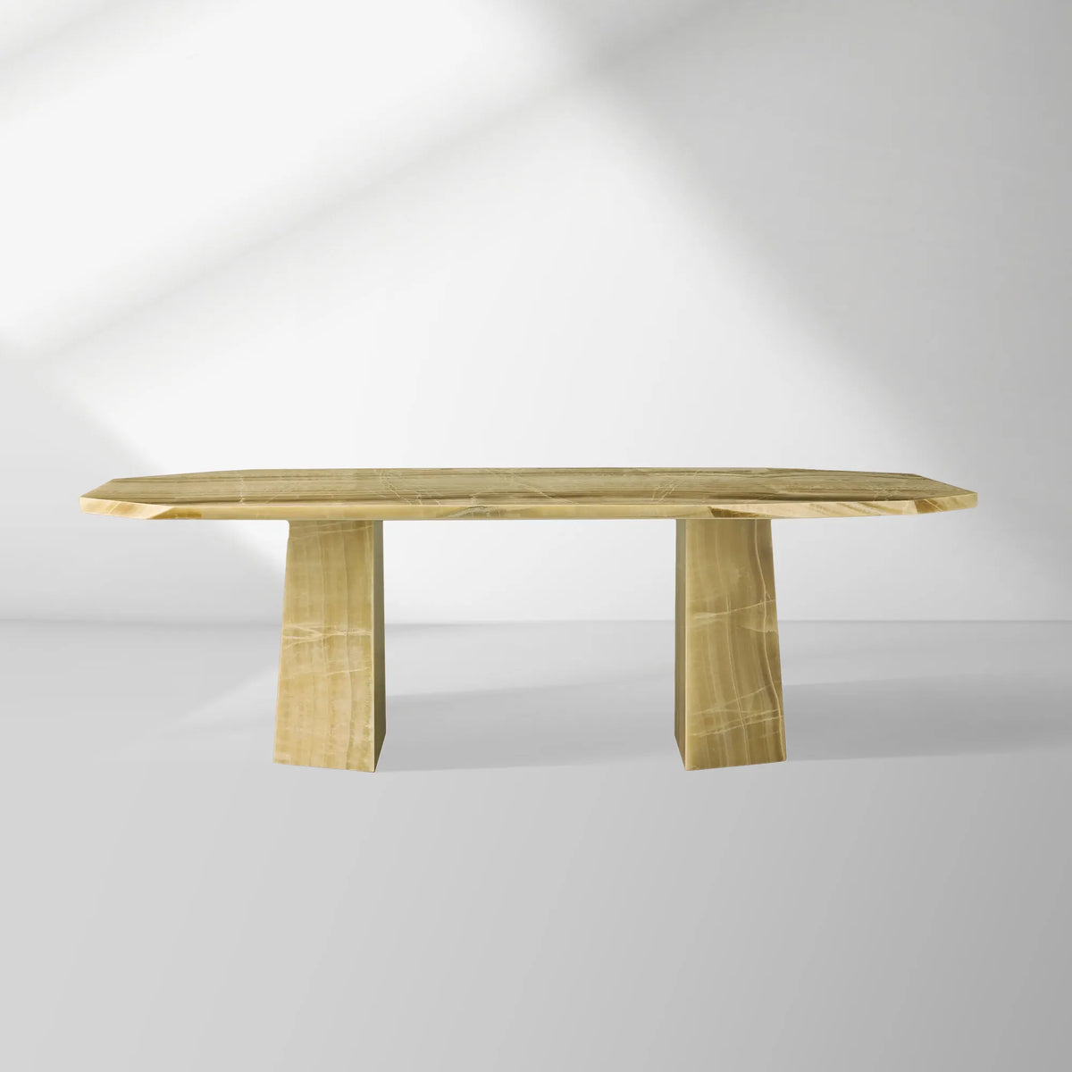 Zyra Solid Green Onyx Dining Table Solid Stone Dining Table