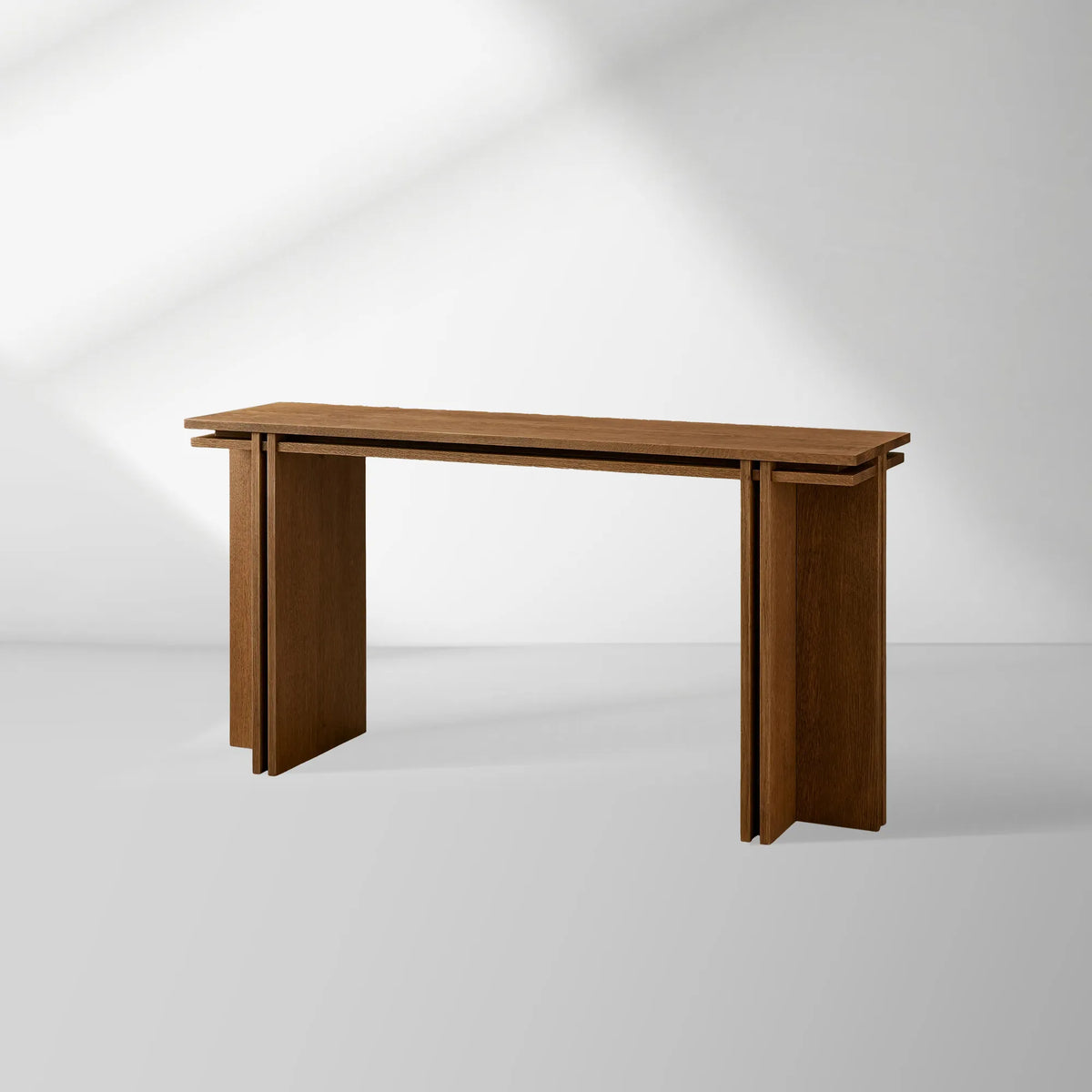 Eaves Layered Oak Entrance Console Table Mdernity Wood Entryways Wallway Table