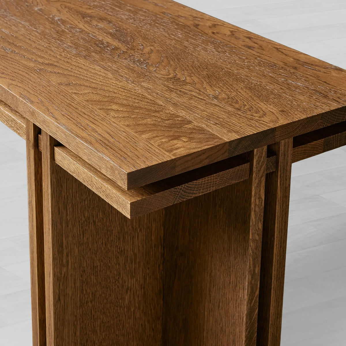 Eaves Layered Oak Entrance Console Table Mdernity Wood Entryways Wallway Table