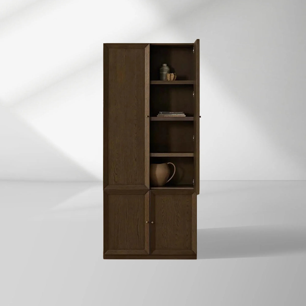 Nason Modular Oak Tall Display Cabinet Modern Living Room Large lockers