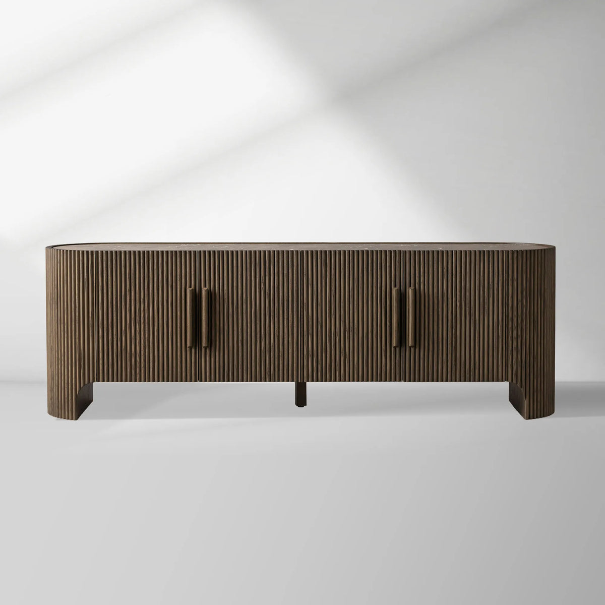 Astor Entryways Storage Sideboard Marble top Cabinet Oak Wood TV Stand Unit