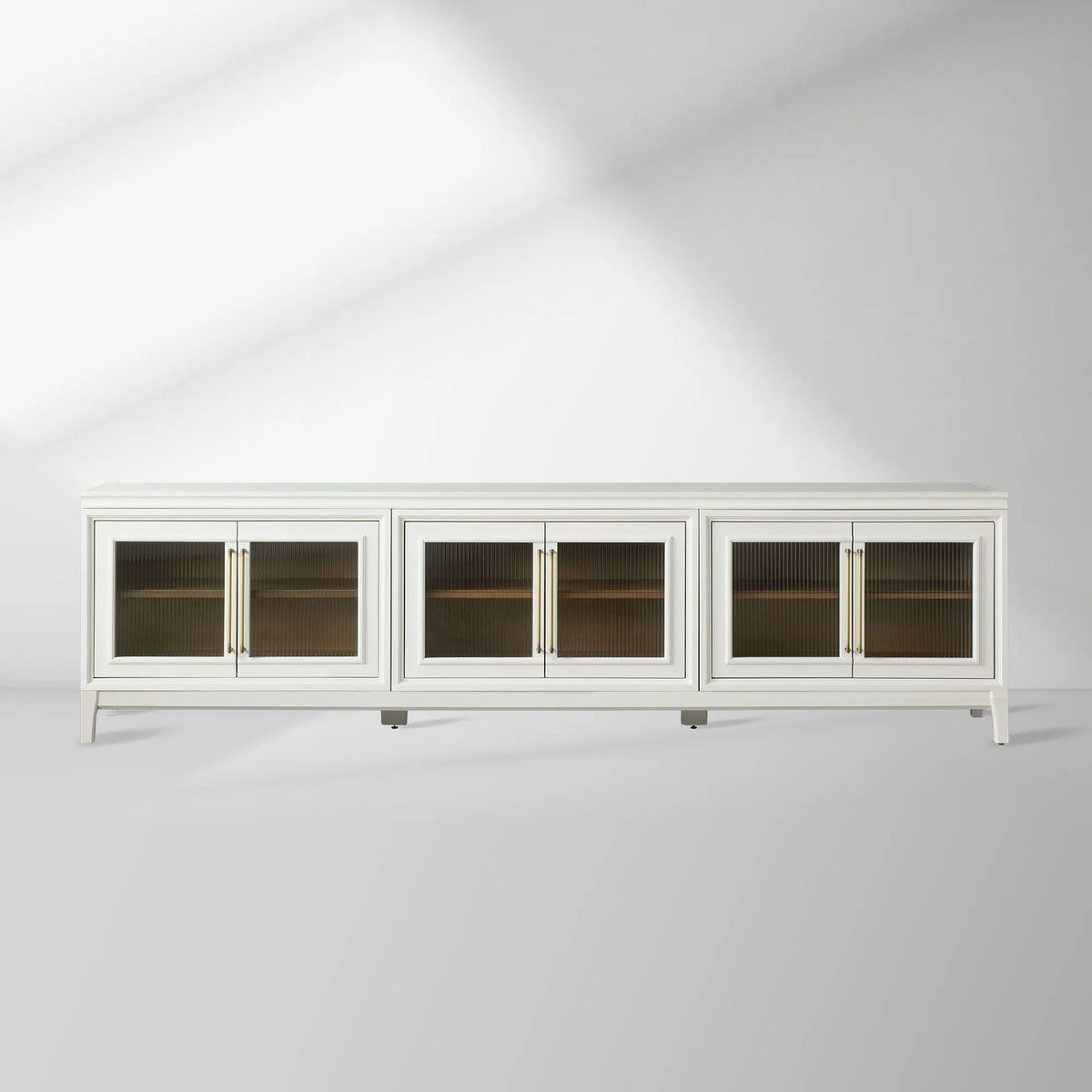 Rowan Wood TV Stand Unit Sideboard with Reeded Glass Doors Entrance Cabinet Media Console