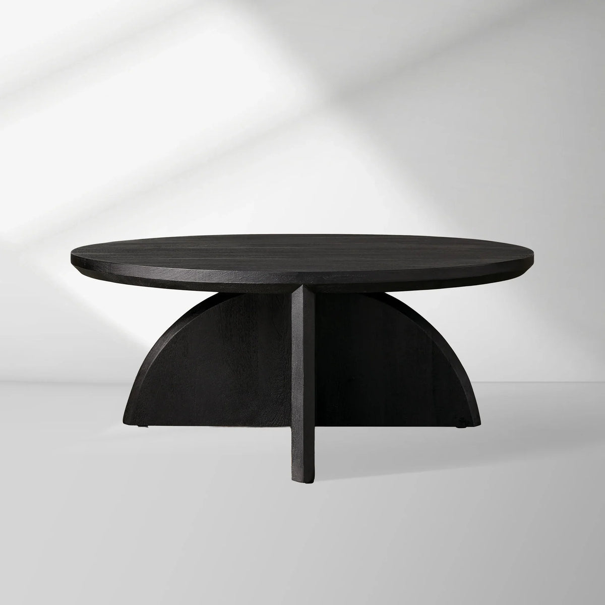 Calderone Round Coffee Table Mango Wood Cocktail Table Modern Sofa Center Tea Table