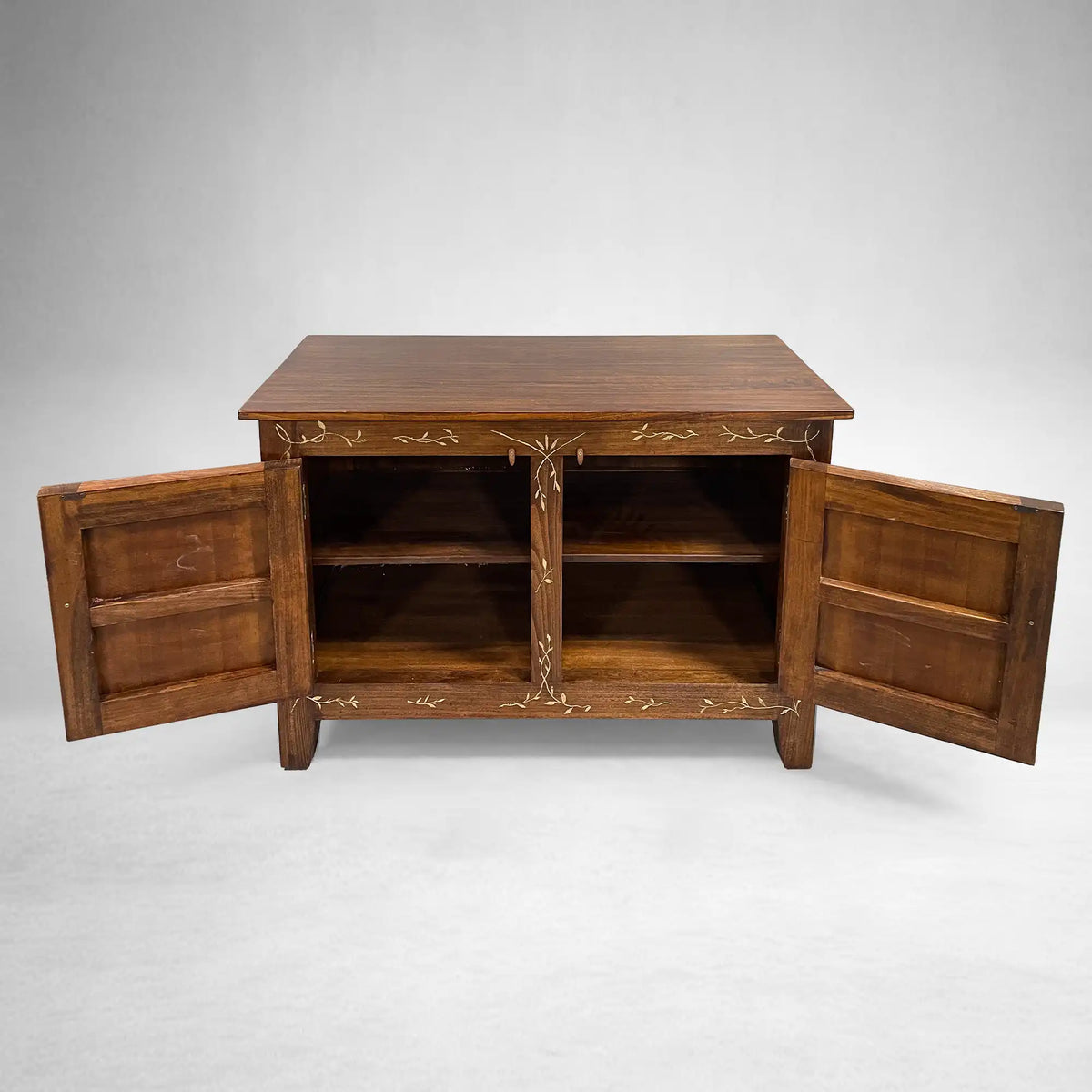 Stefania Hand-Painted Florals Buffet Cabinet Poplar Wood Sideboard Living Room Entryways Cabinet
