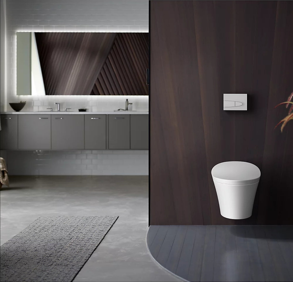 One-piece elongated smart toilet, dual-flush