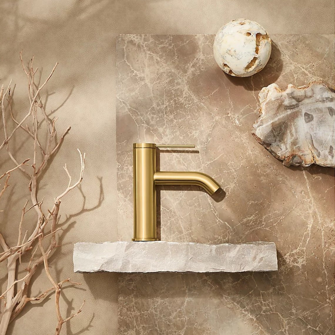 Components Single Lever Basin Mixer Brushed Brass 77958T-4AND-2MB