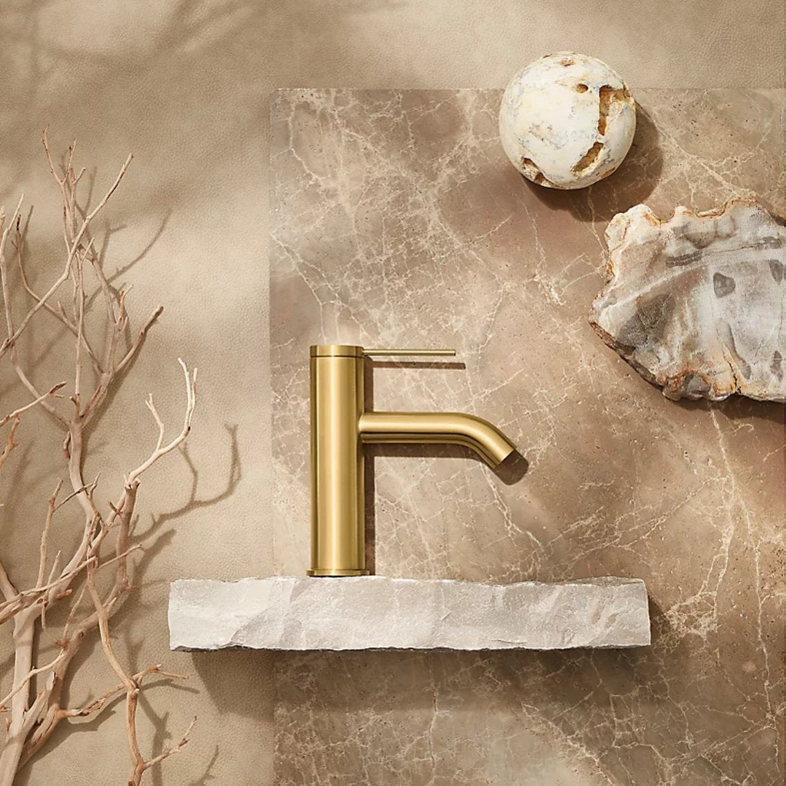 Components Super Tall Single Lever Basin Mixer - Brushed Brass