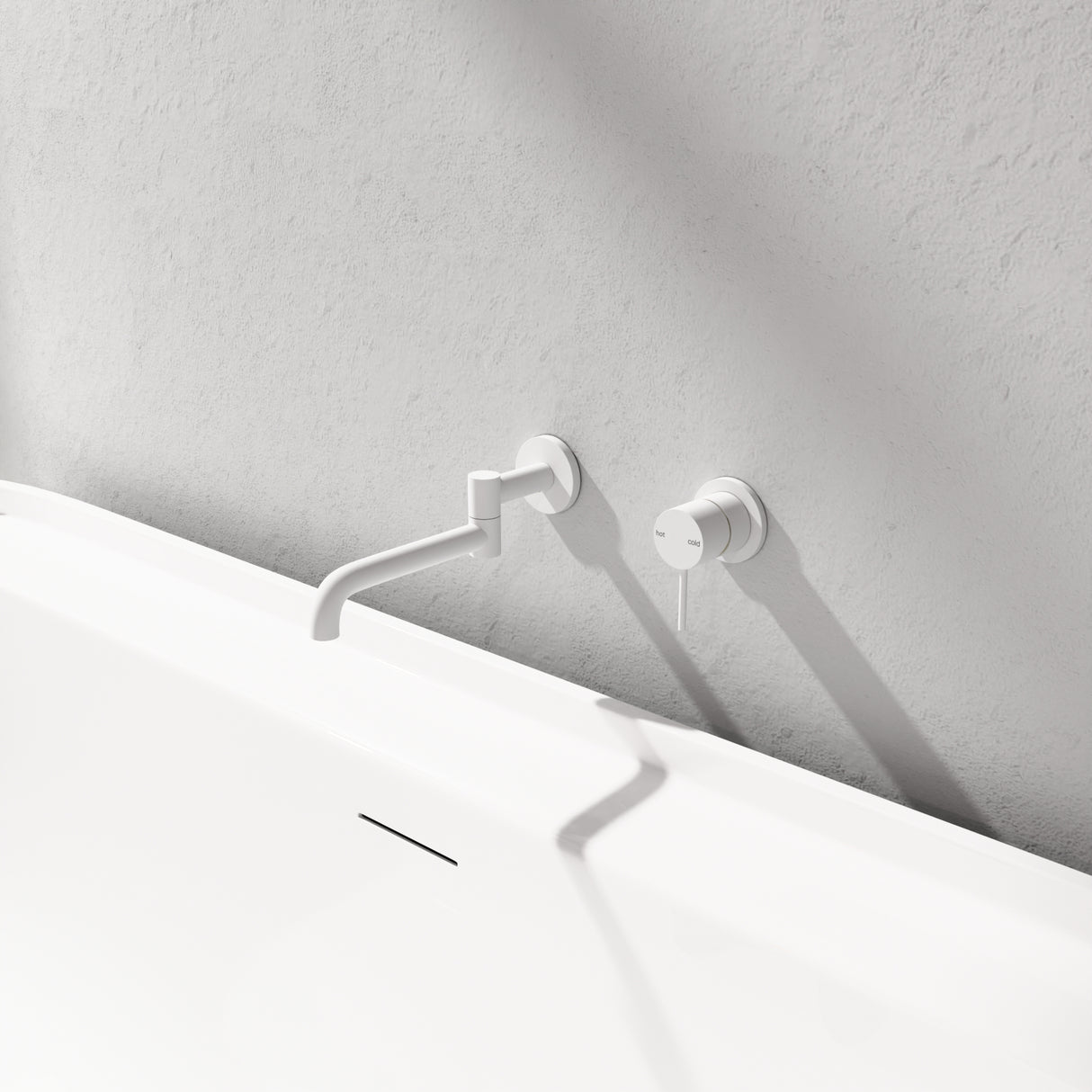 MECCA WALL MOUNTED SWIVEL BATH SPOUT ONLY 225MM MATTE WHITE