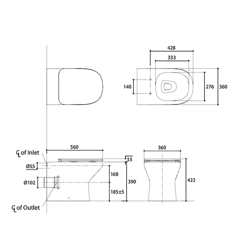 Kohler Wall Faced Toilet Pan & Seat