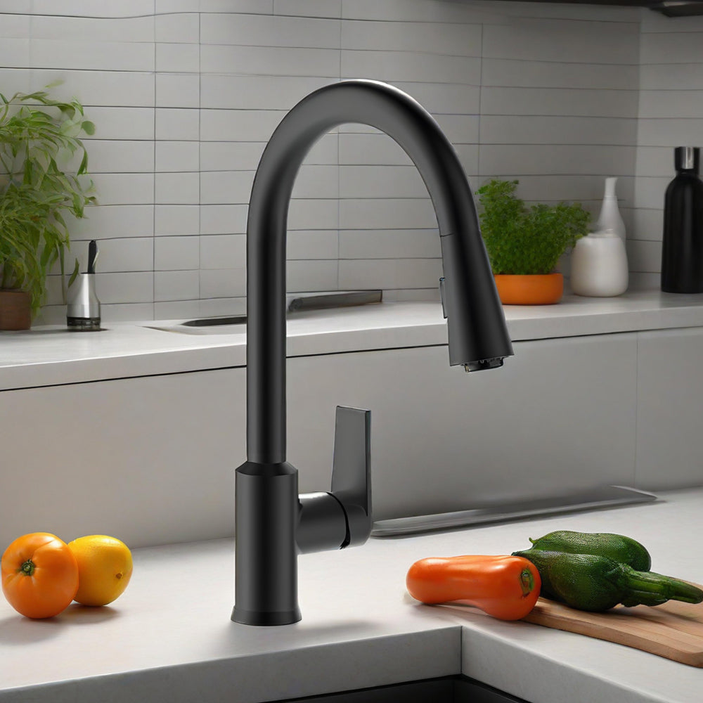 Taut Pull Out Spray Kitchen Mixer Matte Black 21367T-4E-BL