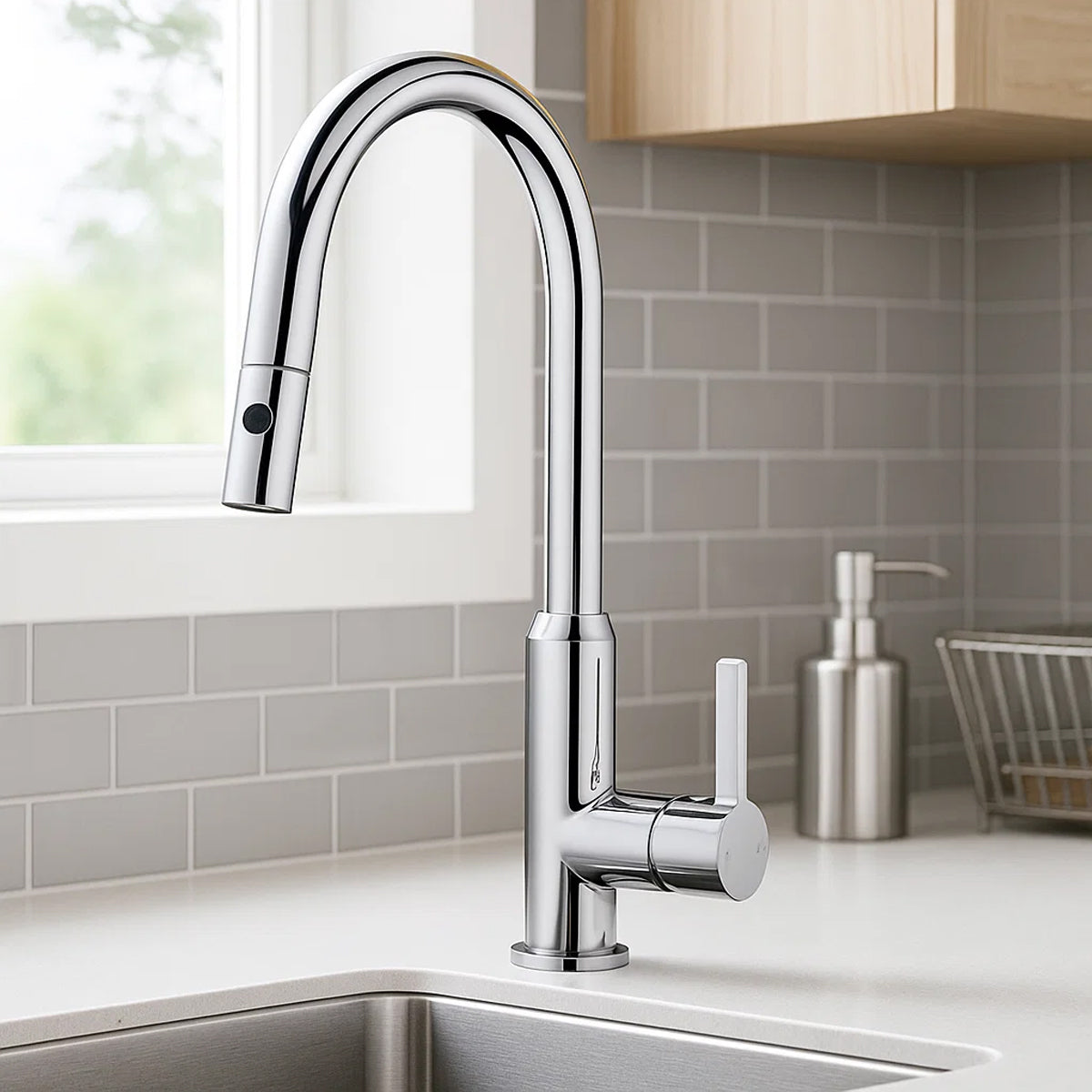 Pearl Pull Out Sink Mixer With Vegie Spray Function Chrome