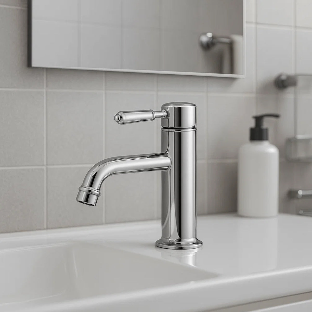 York Straight Basin Mixer With Metal Lever Chrome