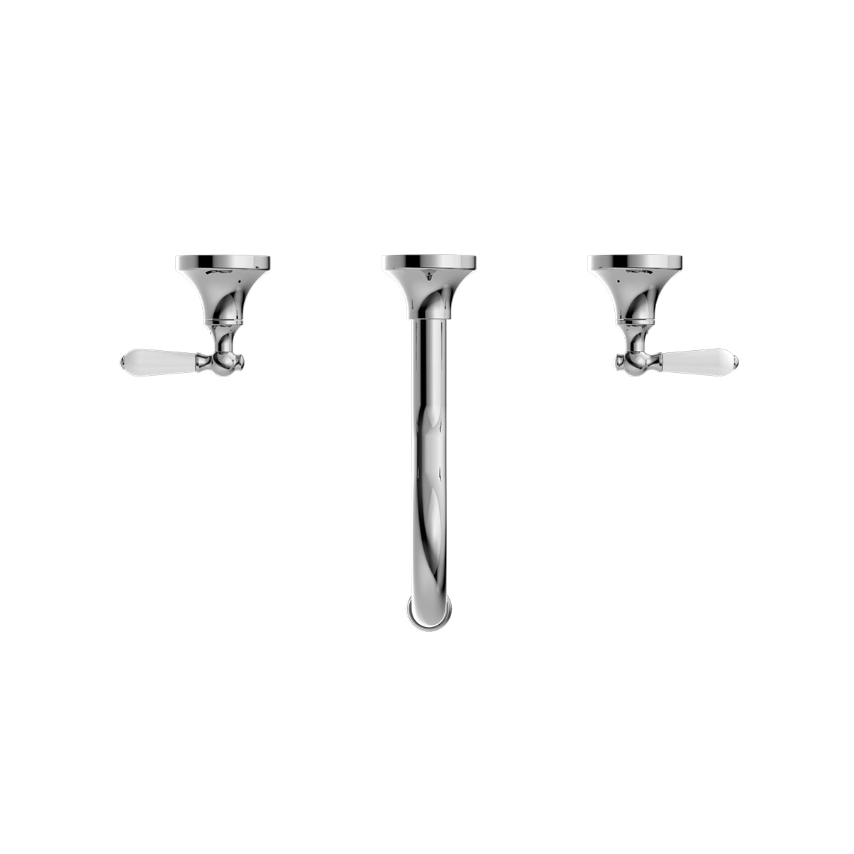 York Wall Basin Set With White Porcelain Lever Chrome