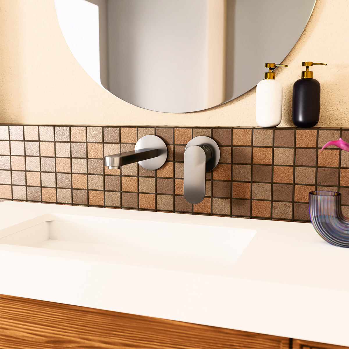 Ecco Wall Basin/Bath Mixer Separate Back Plate Gun Metal