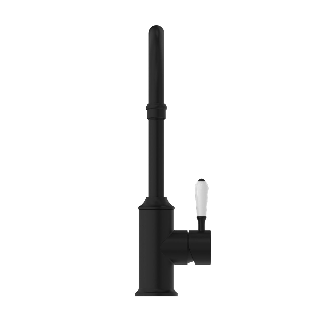 York Kitchen Mixer Gooseneck Spout With White Porcelain Lever Matte Black