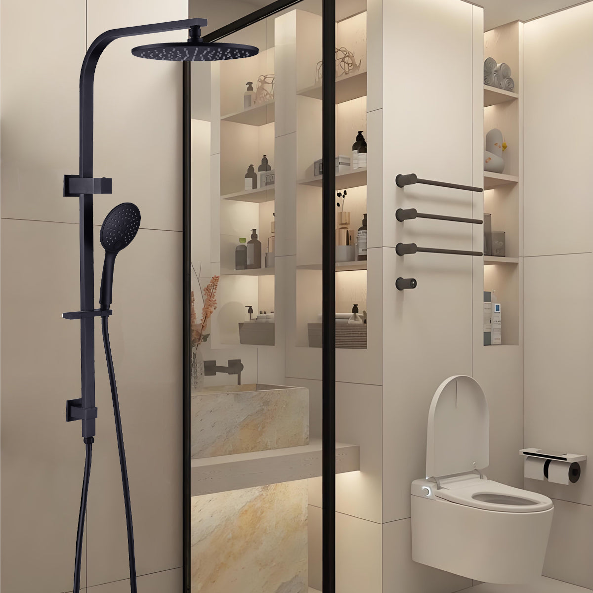 BIANCA TWIN SHOWER MATTE BLACK