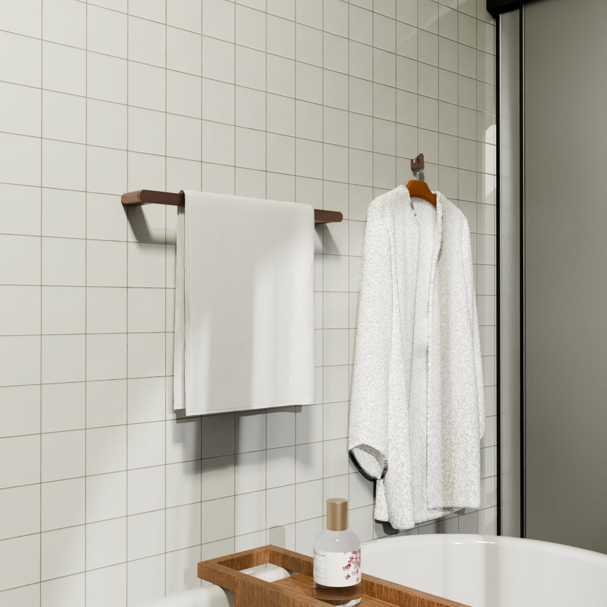 Bianca Single Towel Rail 600mm Brushed Bronze