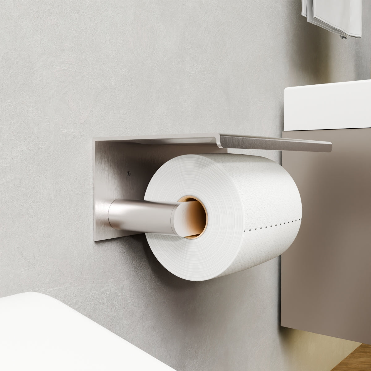 Bianca Toilet Roll Holder With Phone Holder Brushed Nickel