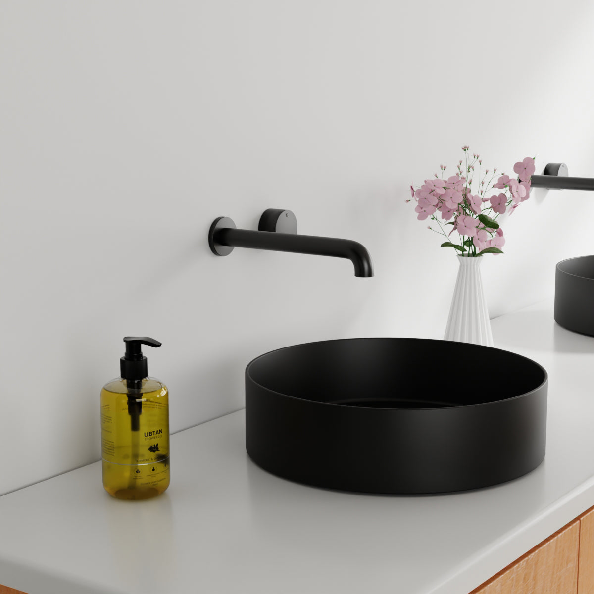 Kara Progressive Wall Basin/Bath Set 260mm Matte Black
