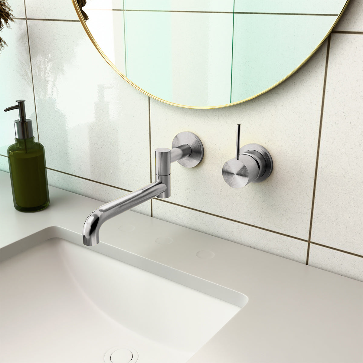 Mecca Shower Mixer Handle Up 80mm Plate Brushed Nickel