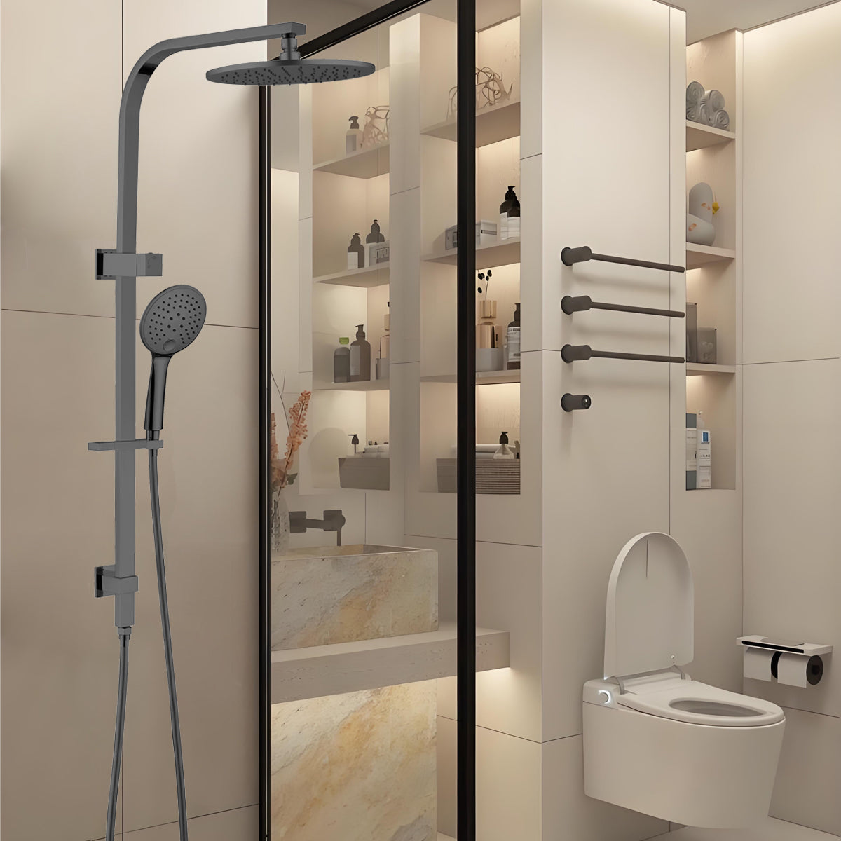 BIANCA TWIN SHOWER GUN METAL