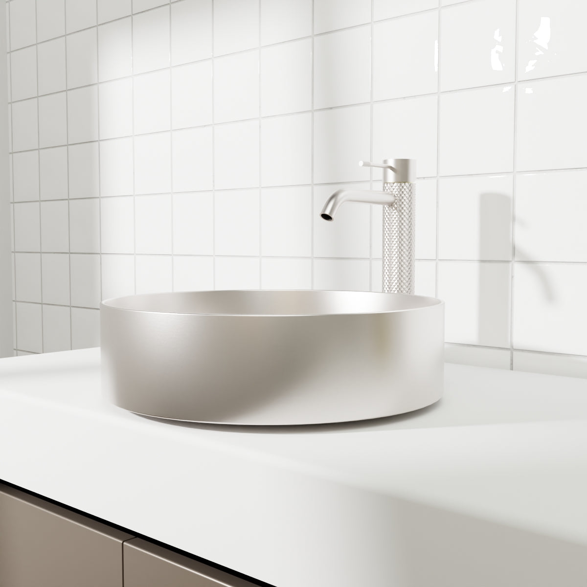 Opal Round 400mm Stainless Steel Basin Brushed Nickel