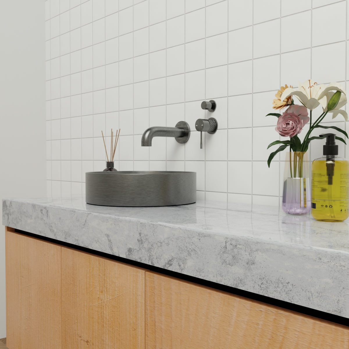 Opal Shower Mixer With Divertor Separate Plate Graphite