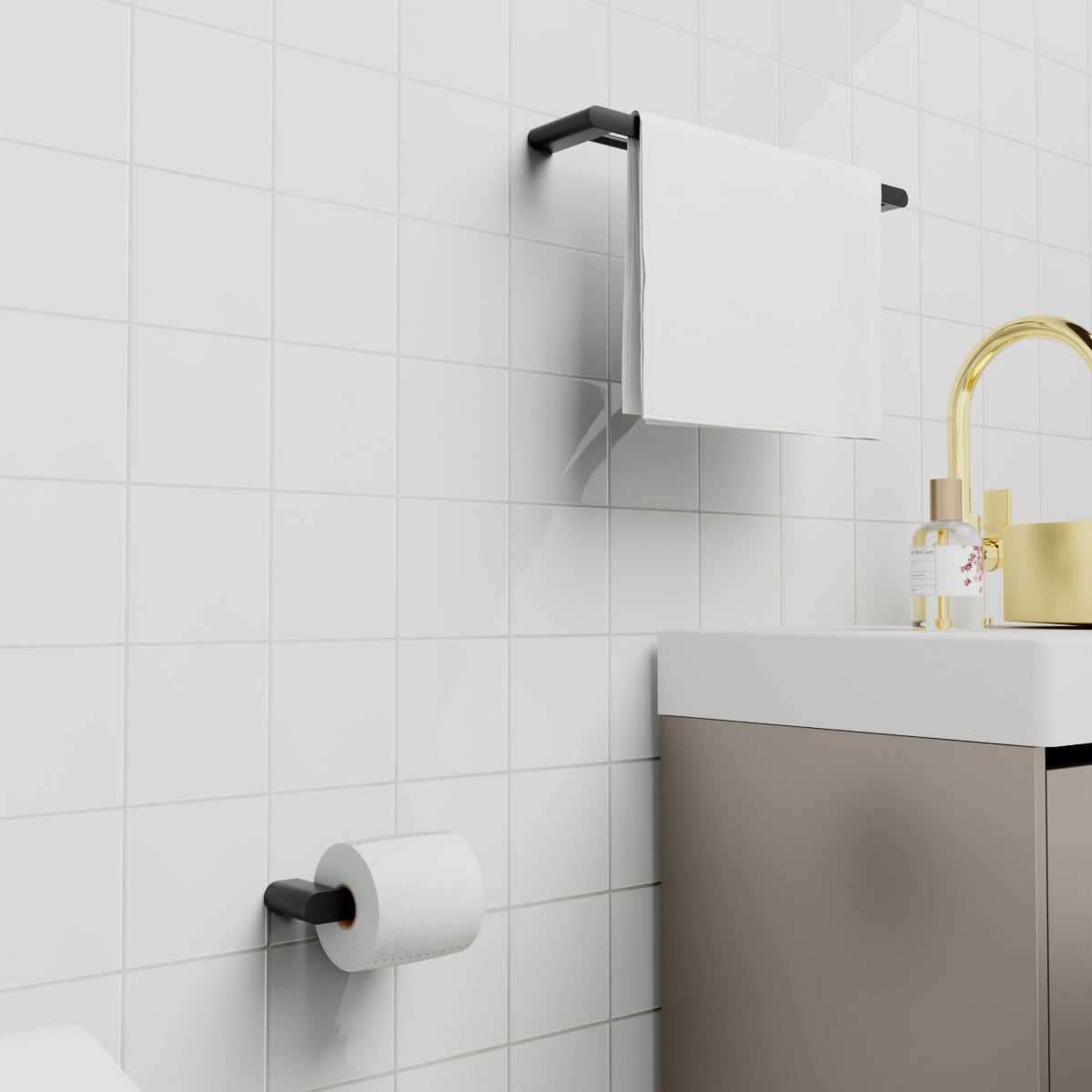 Bianca Double Towel Rail 600mm Matte Black