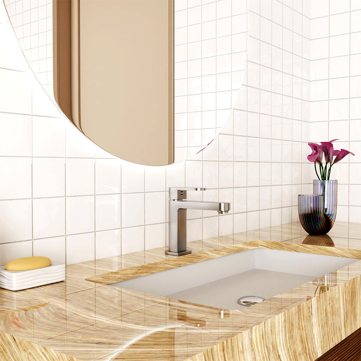 Ecco Short Basin Mixer Brushed Nickel