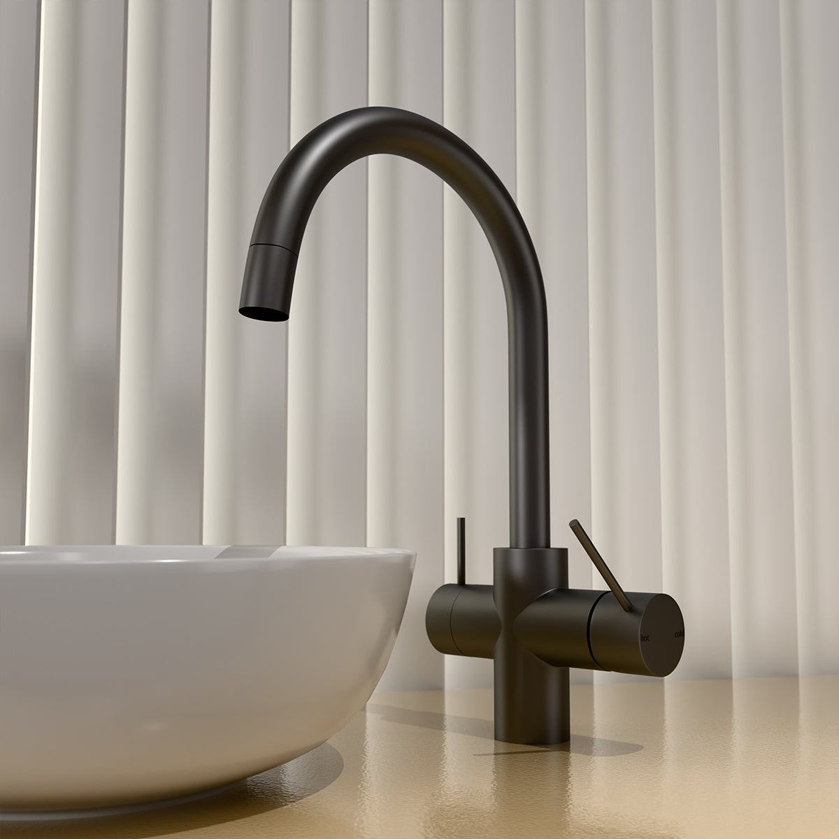 Mecca 3 Way Filtered Mixer Tap Matte Black