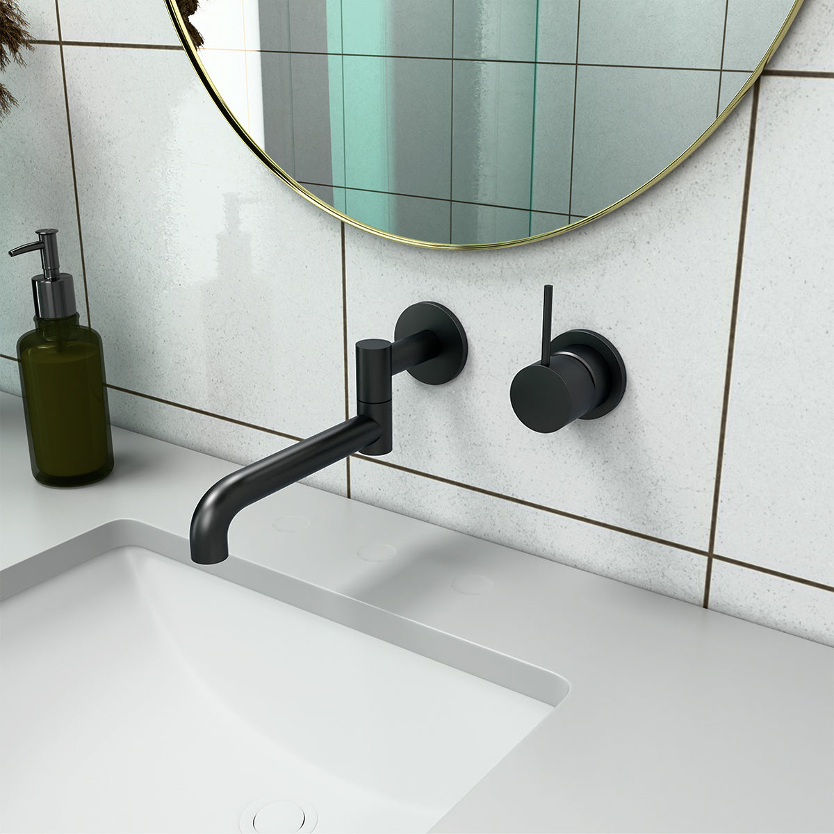 Mecca Shower Mixer Handle Up 80mm Plate Matte Black