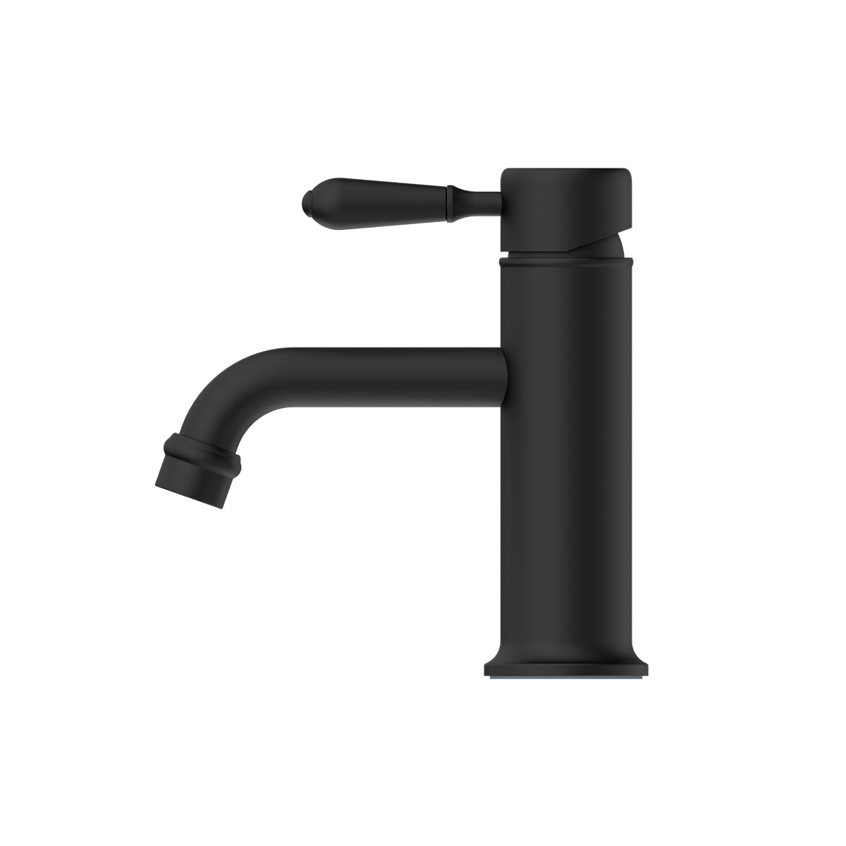 York Straight Basin Mixer With Metal Lever Matte Black