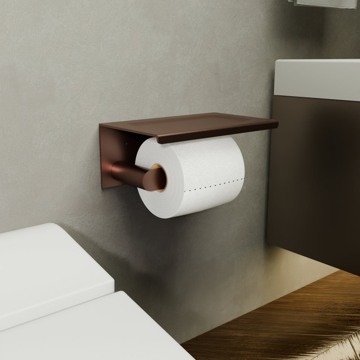 Bianca Toilet Roll Holder With Phone Holder Brushed Bronze