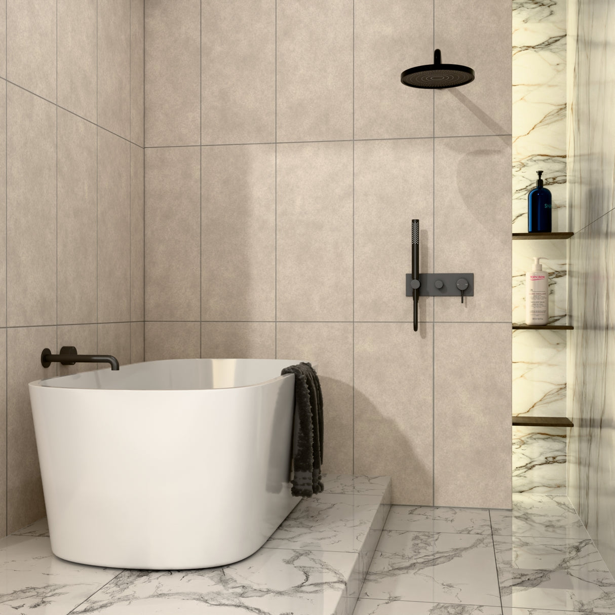 Kara Progressive Wall Basin/Bath Set 185mm Matte Black