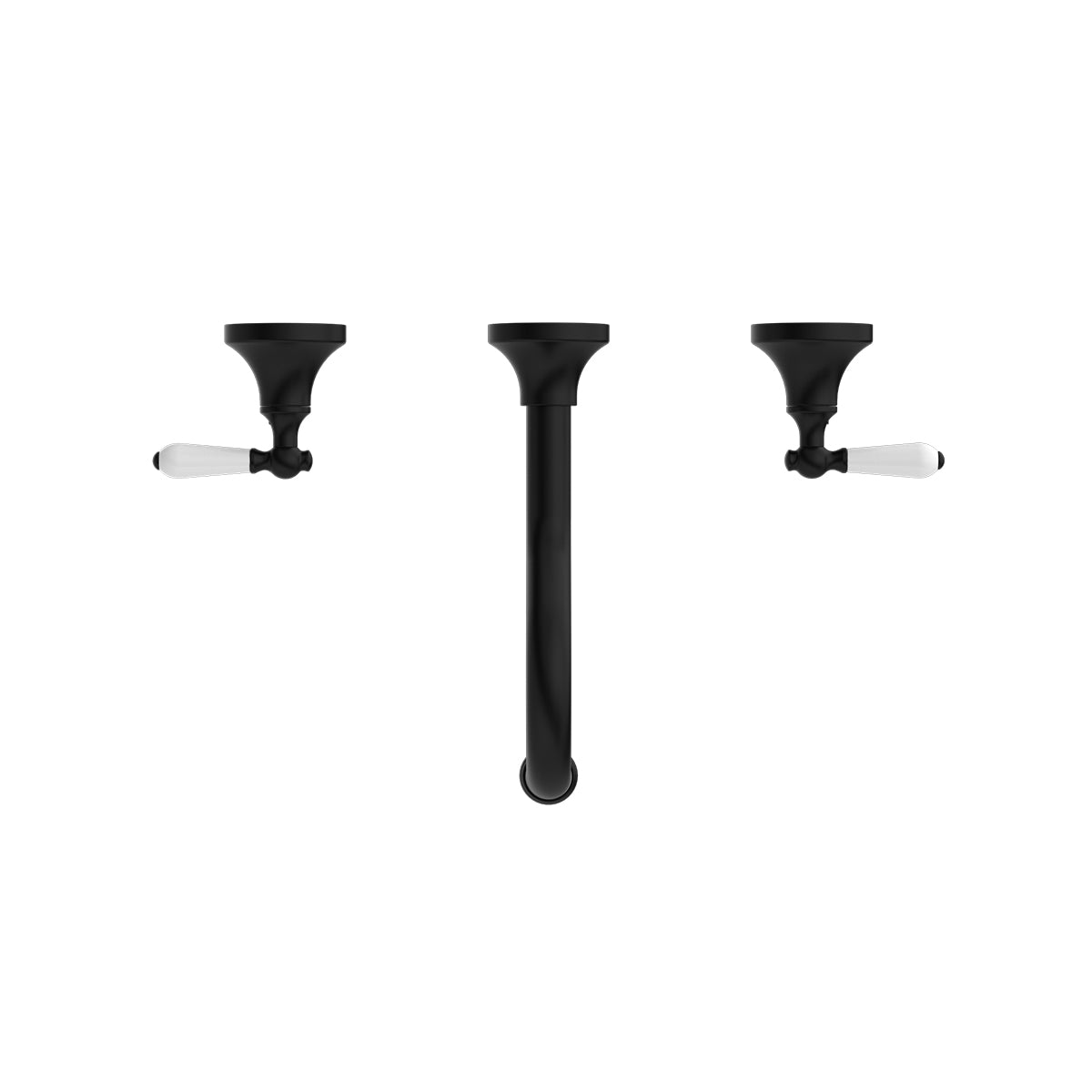 York Wall Basin Set With White Porcelain Lever Matte Black