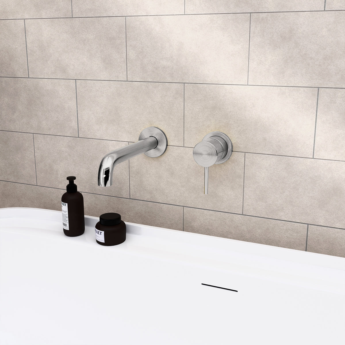 Mecca Wall Basin/Bath Mixer Separate Back Plate 230mm Brushed Nickel