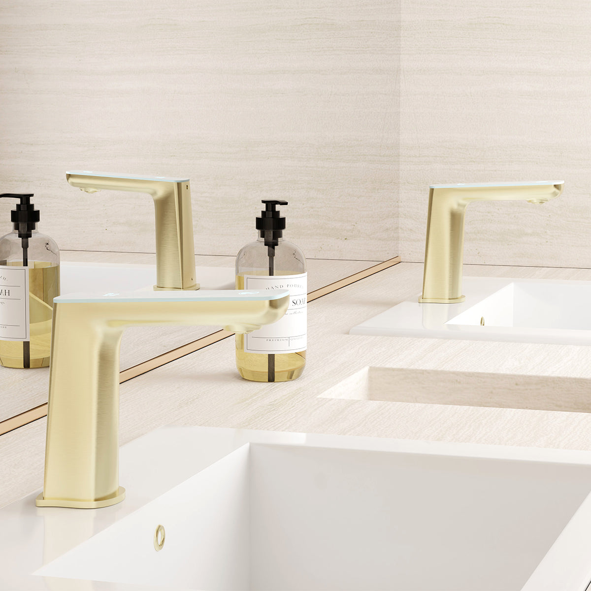 Claudia Sensor Mixer With White Top Display Brushed Bronze