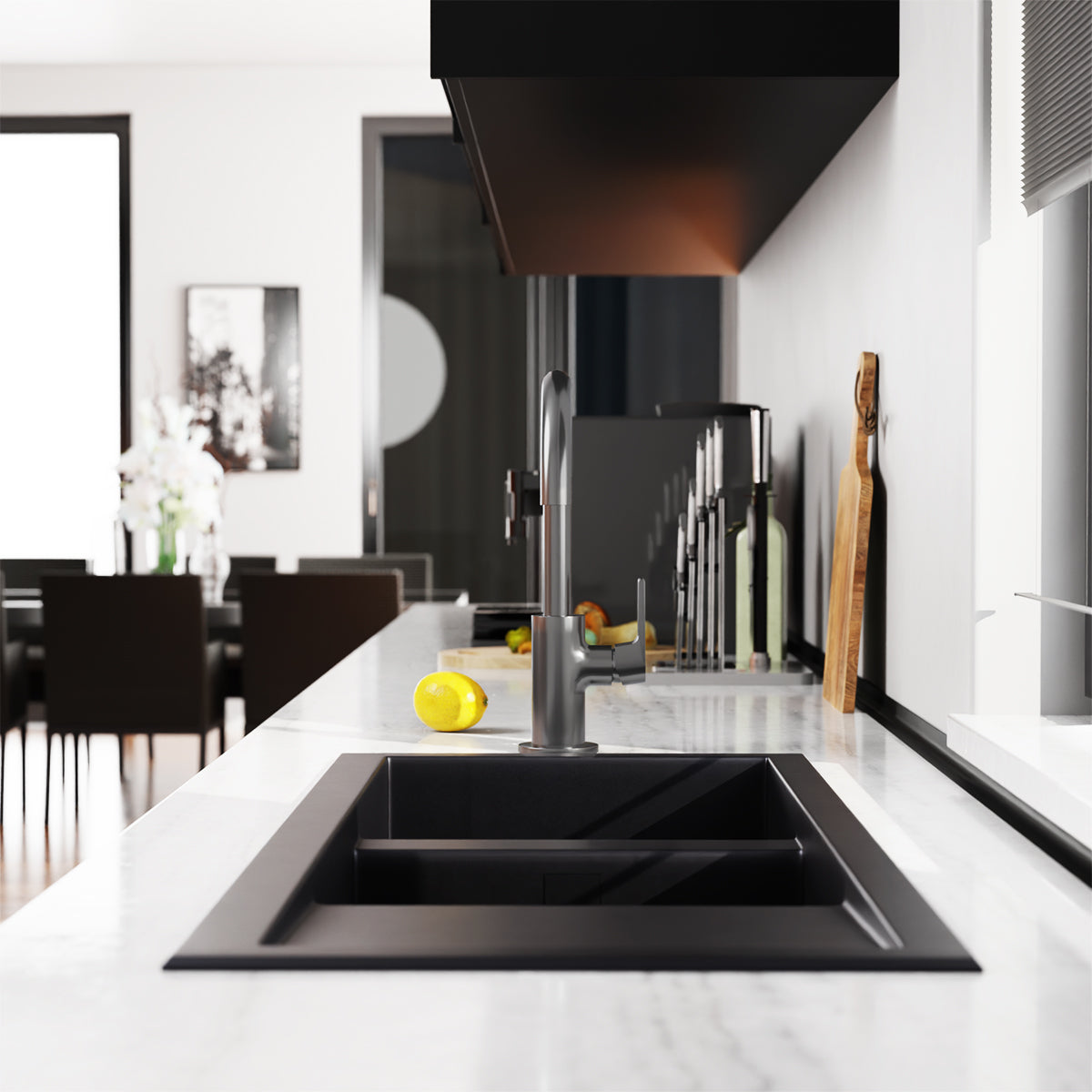 Bianca Kitchen Mixer Gooseneck Spout Gun Metal