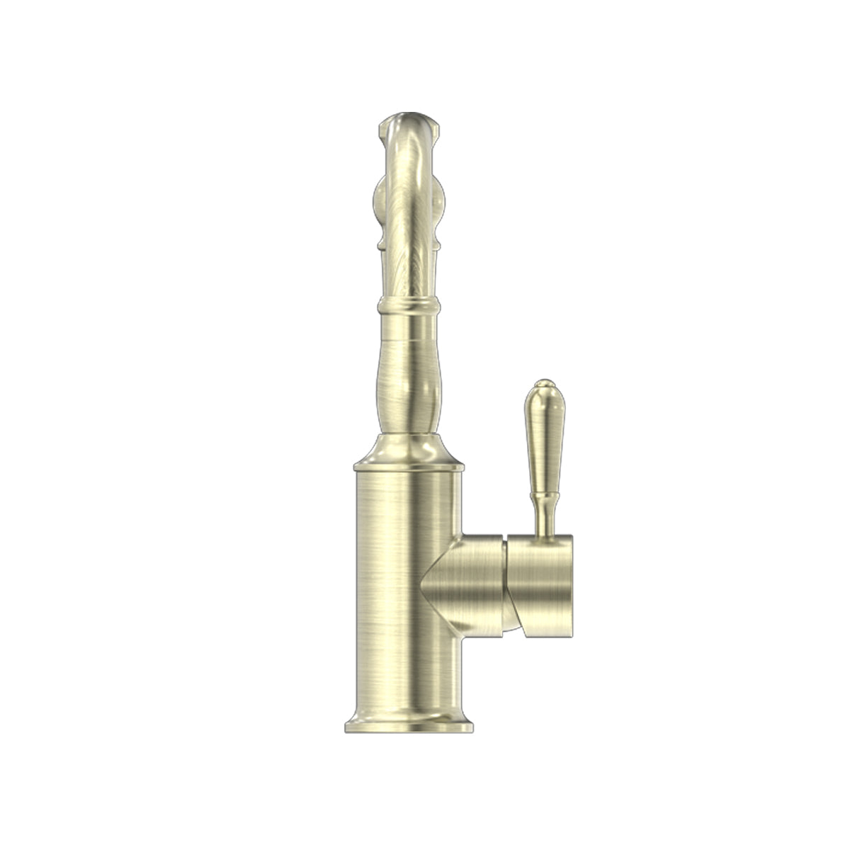 York Basin Mixer Hook Spout With Metal Lever Aged Brass