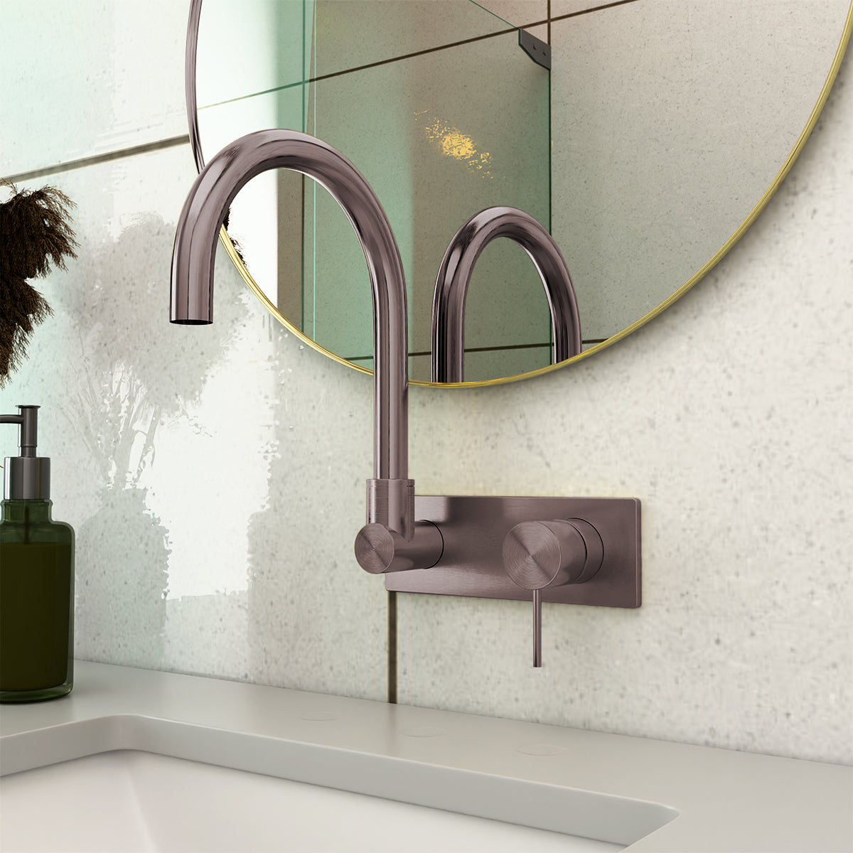 Mecca Wall Basin/Bath Mixer Swivel Spout Brushed Bronze