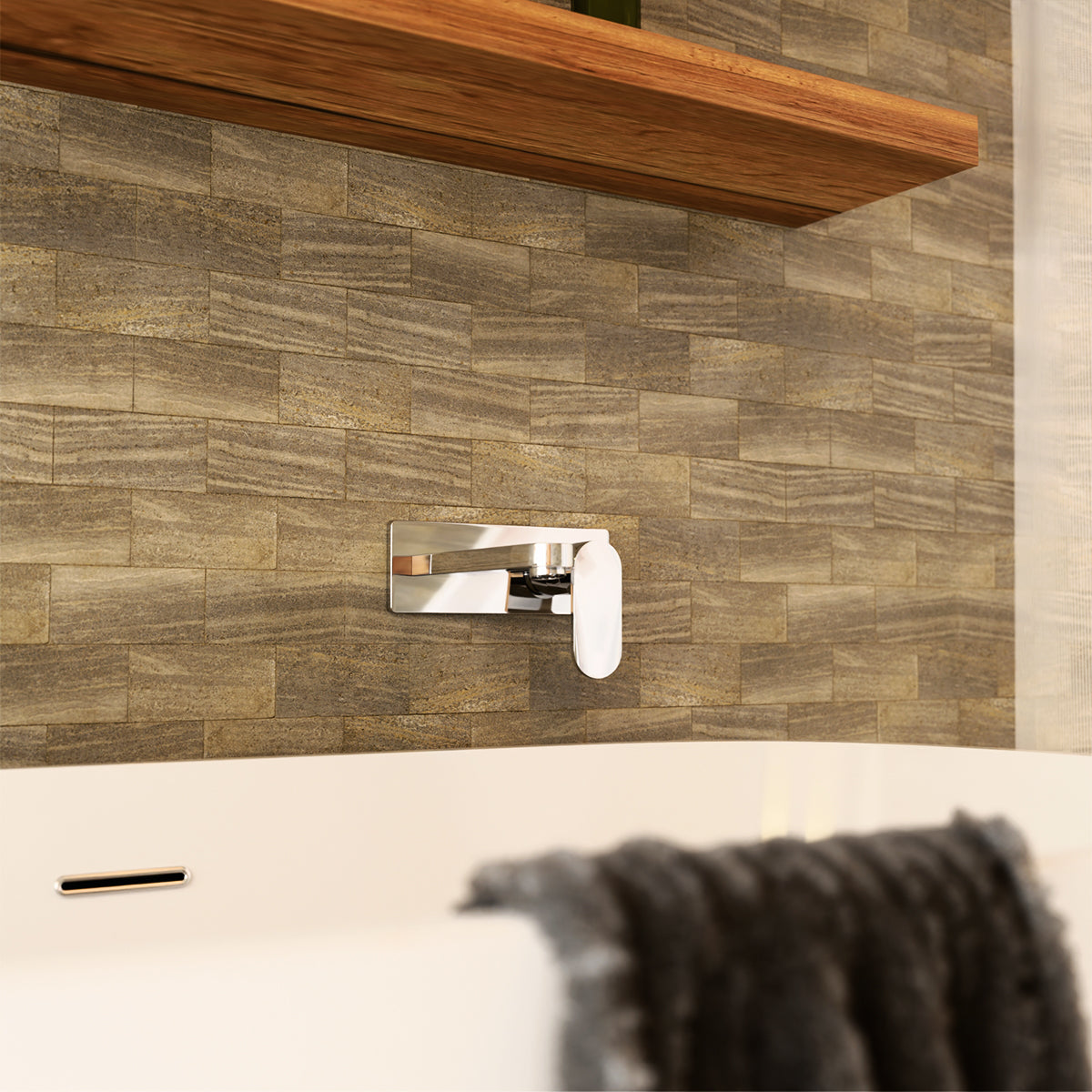 Ecco Wall Basin/Bath Mixer Chrome