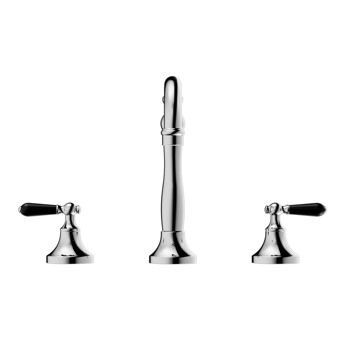 York Basin Set With Black Porcelain Lever Chrome